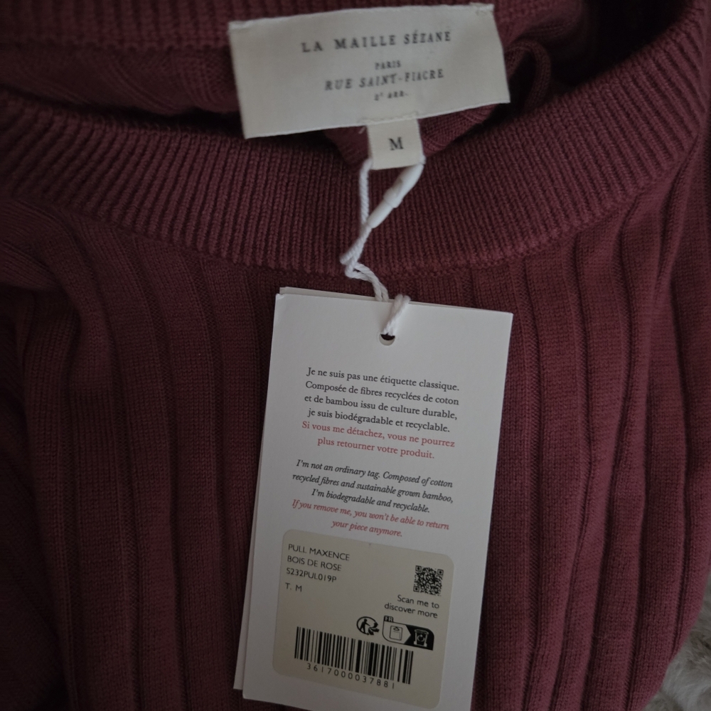 Sezane Maxence Jumper in Rosewood size M NWT - Picture 7 of 7